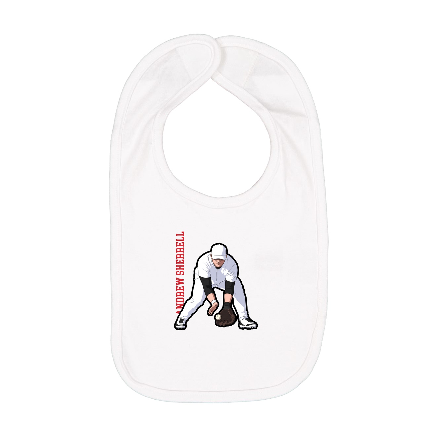 Infant Bib — Name Vertical in White