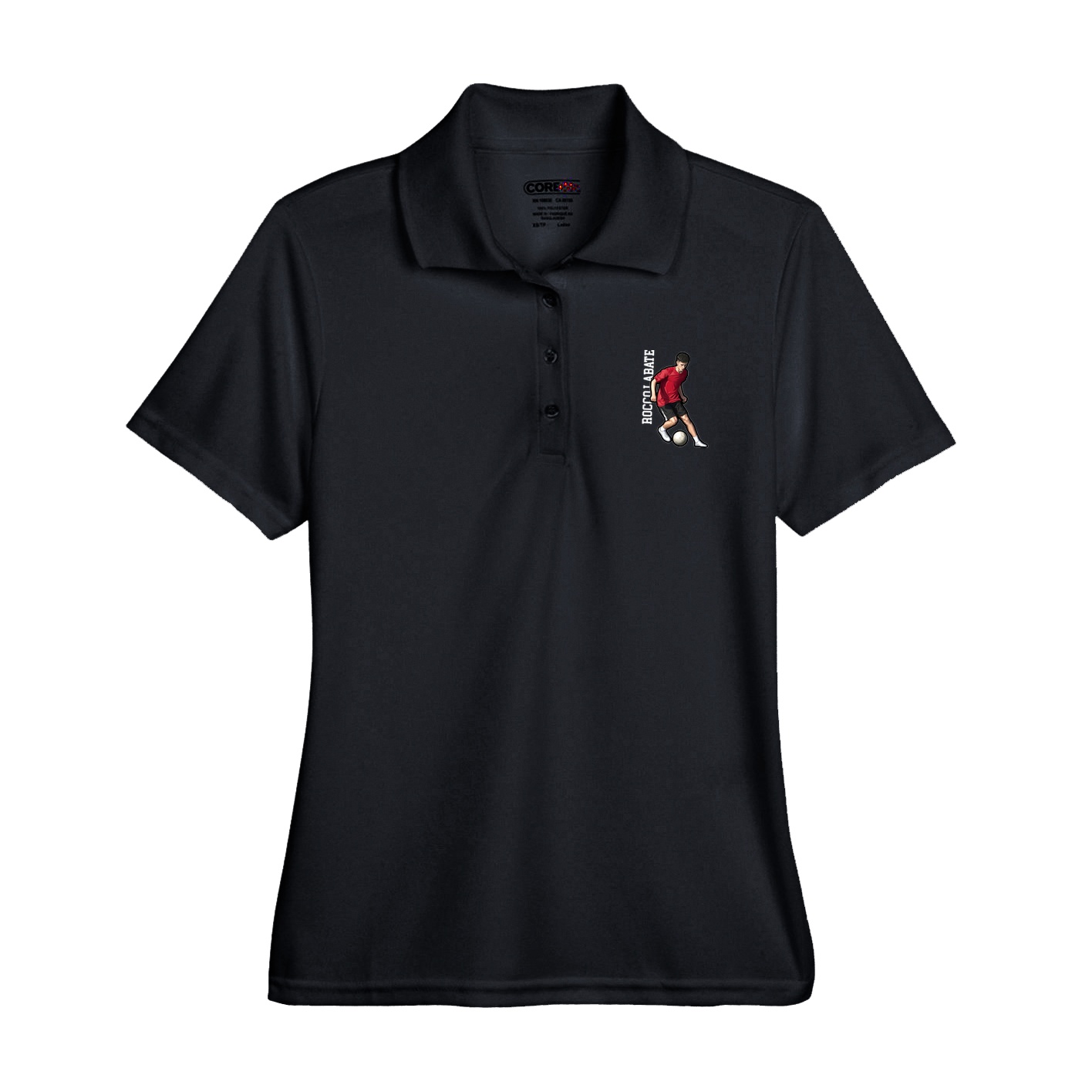 Womens Performance Polo — Name Vertical in Black
