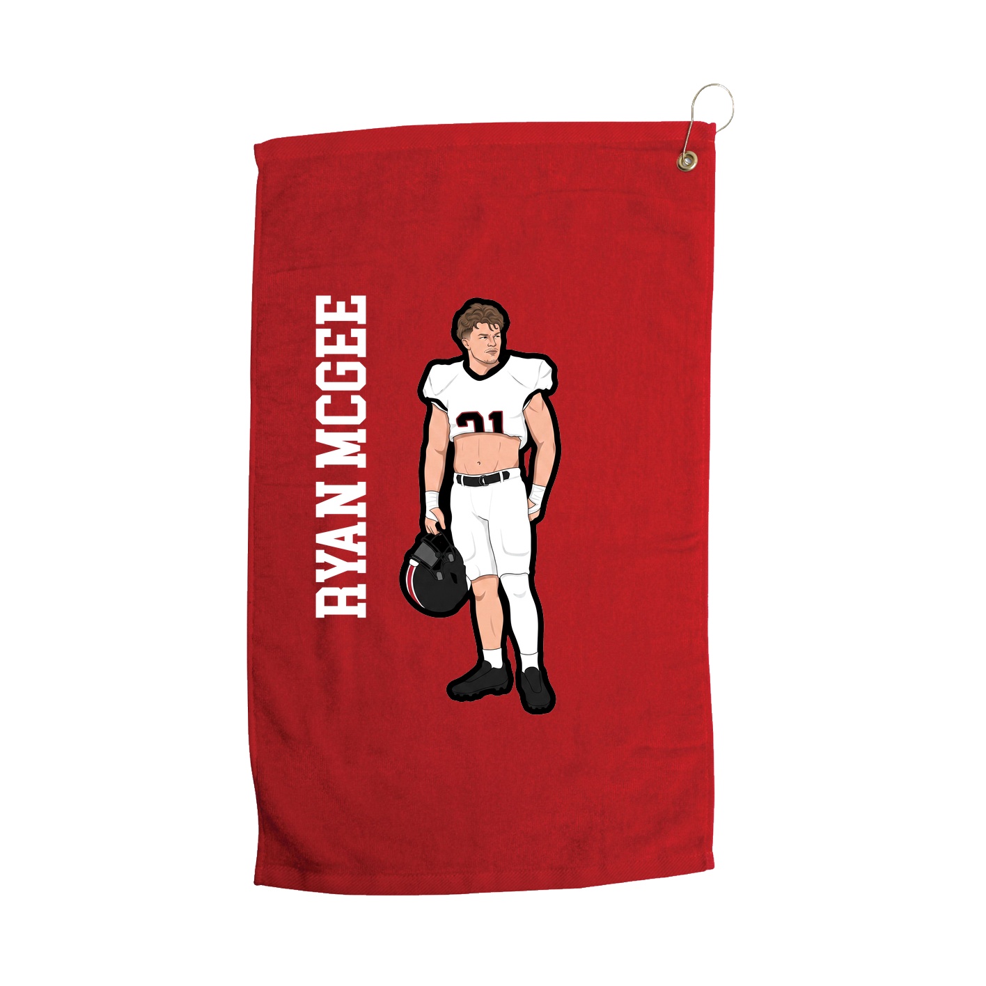 Golf Towel — Name Vertical in Red