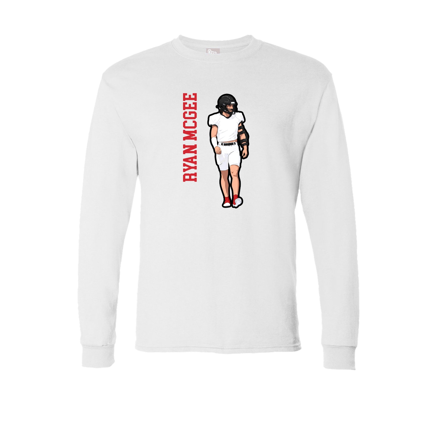 Long Sleeve Tee — Name Vertical in White