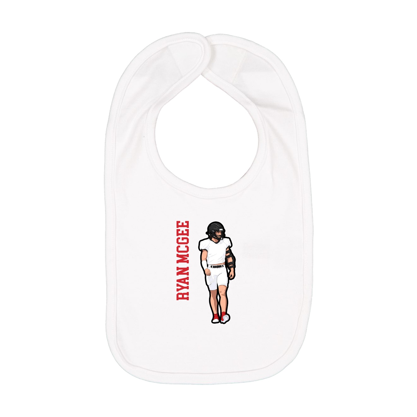 Infant Bib — Name Vertical in White