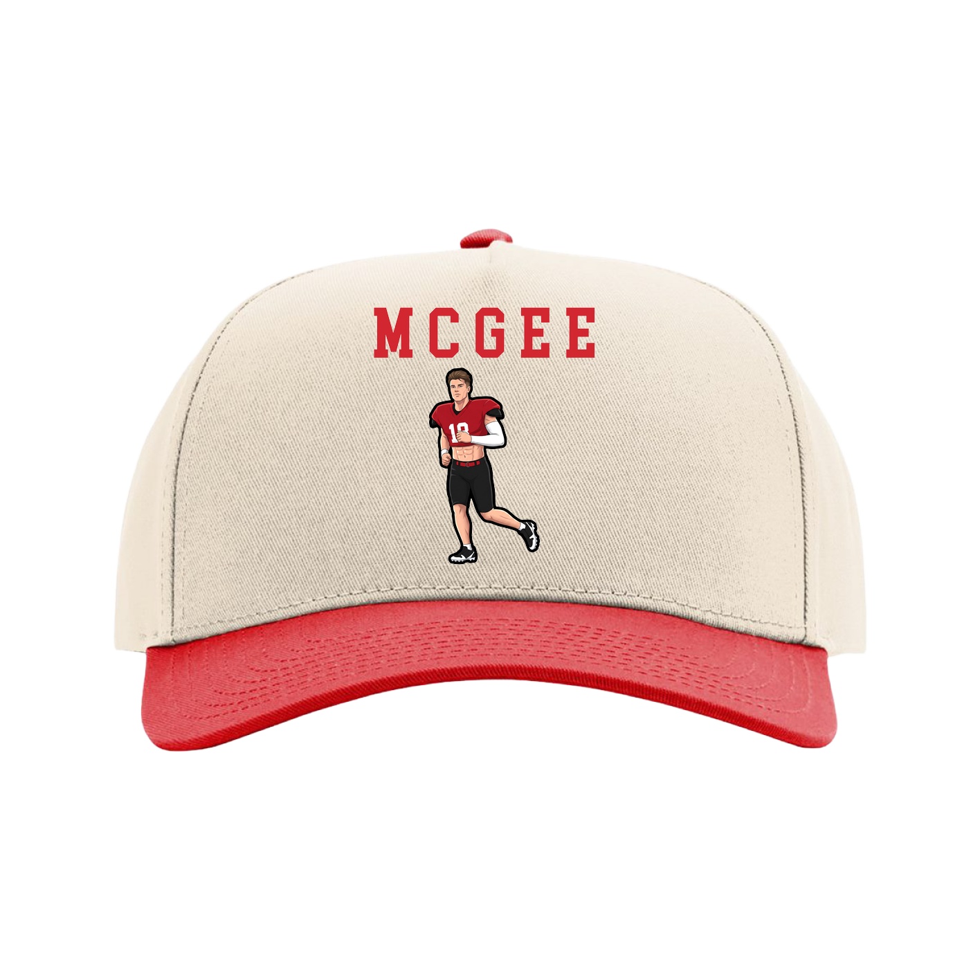 Full Fabric Five-Panel Champ Cap — Shirsey in Cream/Red