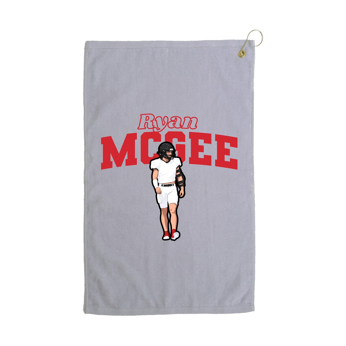 Golf Towel — Name Arch in Grey