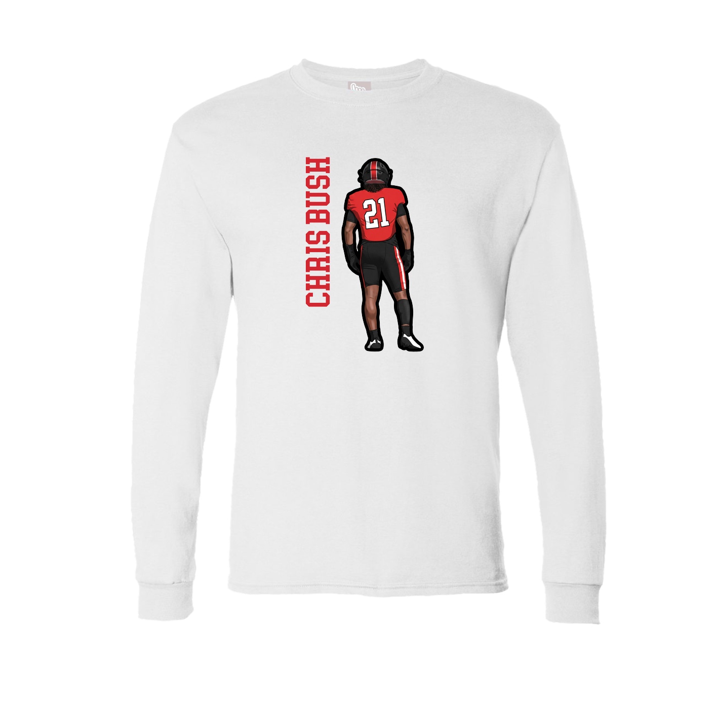 Long Sleeve Tee — Name Vertical in White