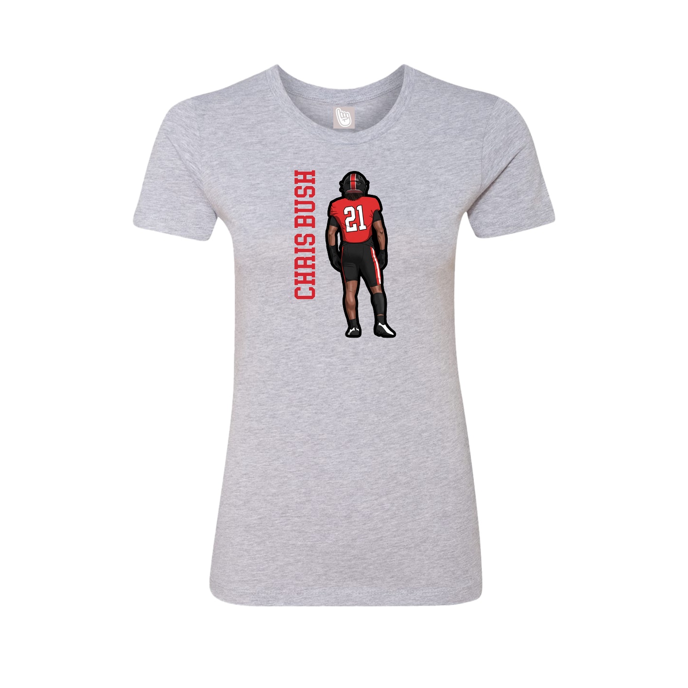 Fitted Women's Tee — Name Vertical in Grey