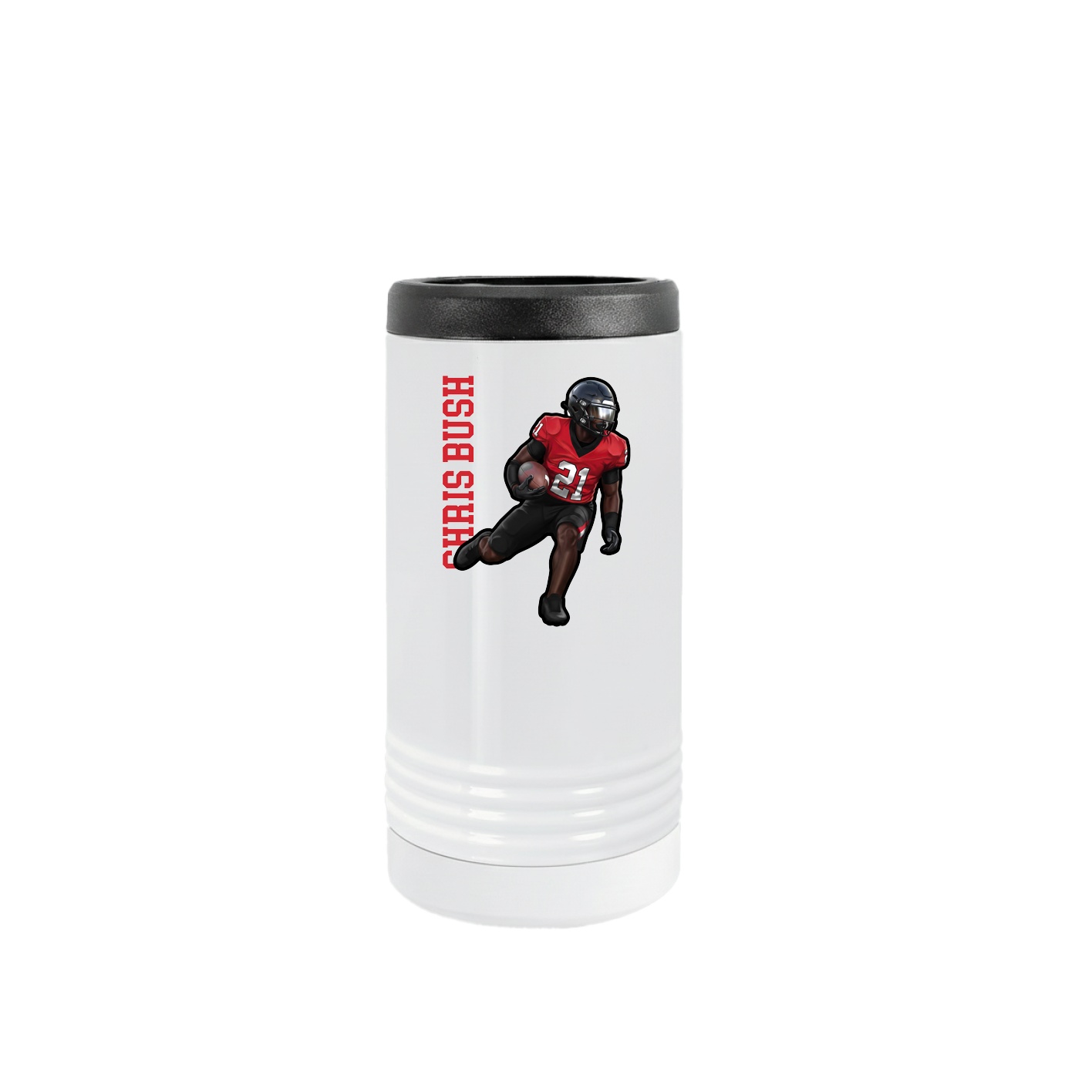 Slim Beverage Holder — Name Vertical in White