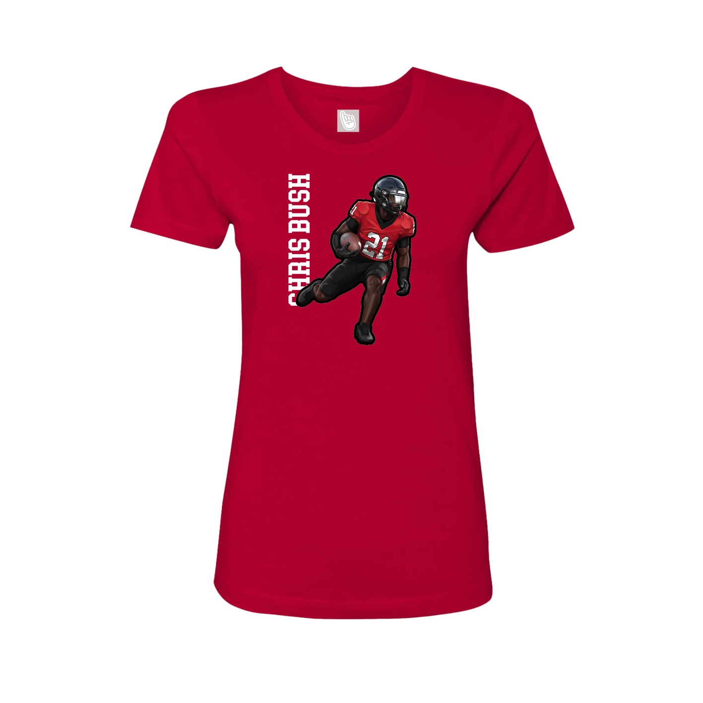 Fitted Women's Tee — Name Vertical in Red
