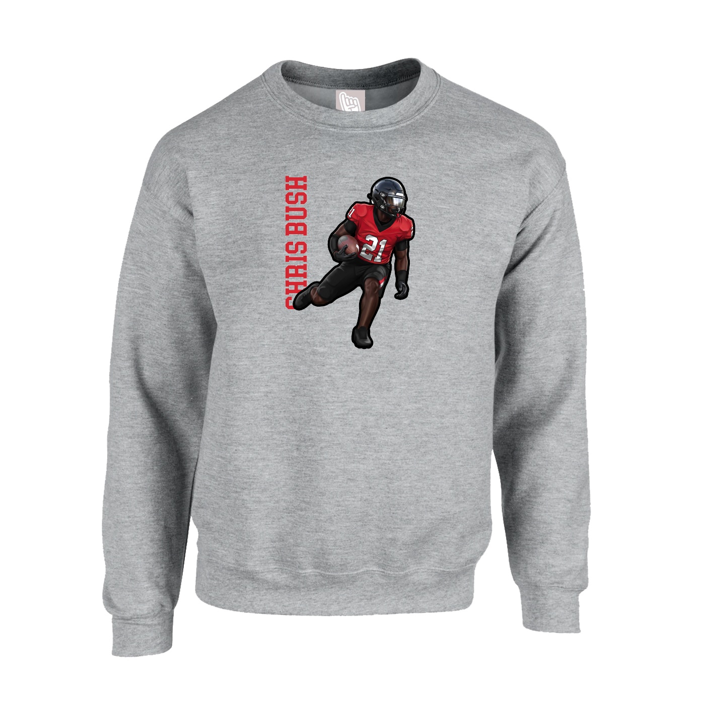 Fleece Crew — Name Vertical in Grey