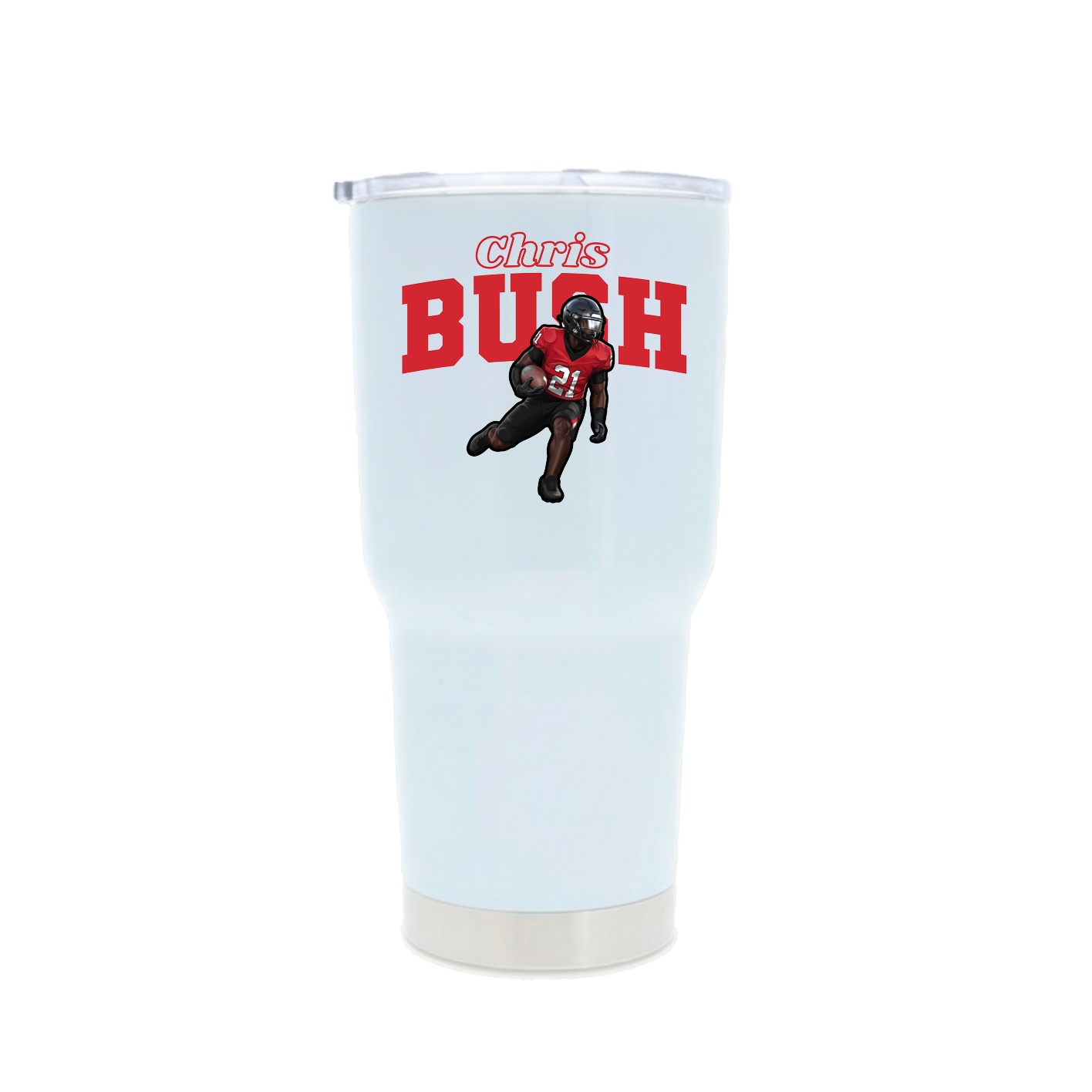 30oz Stainless Steel Tumbler — Name Arch in White