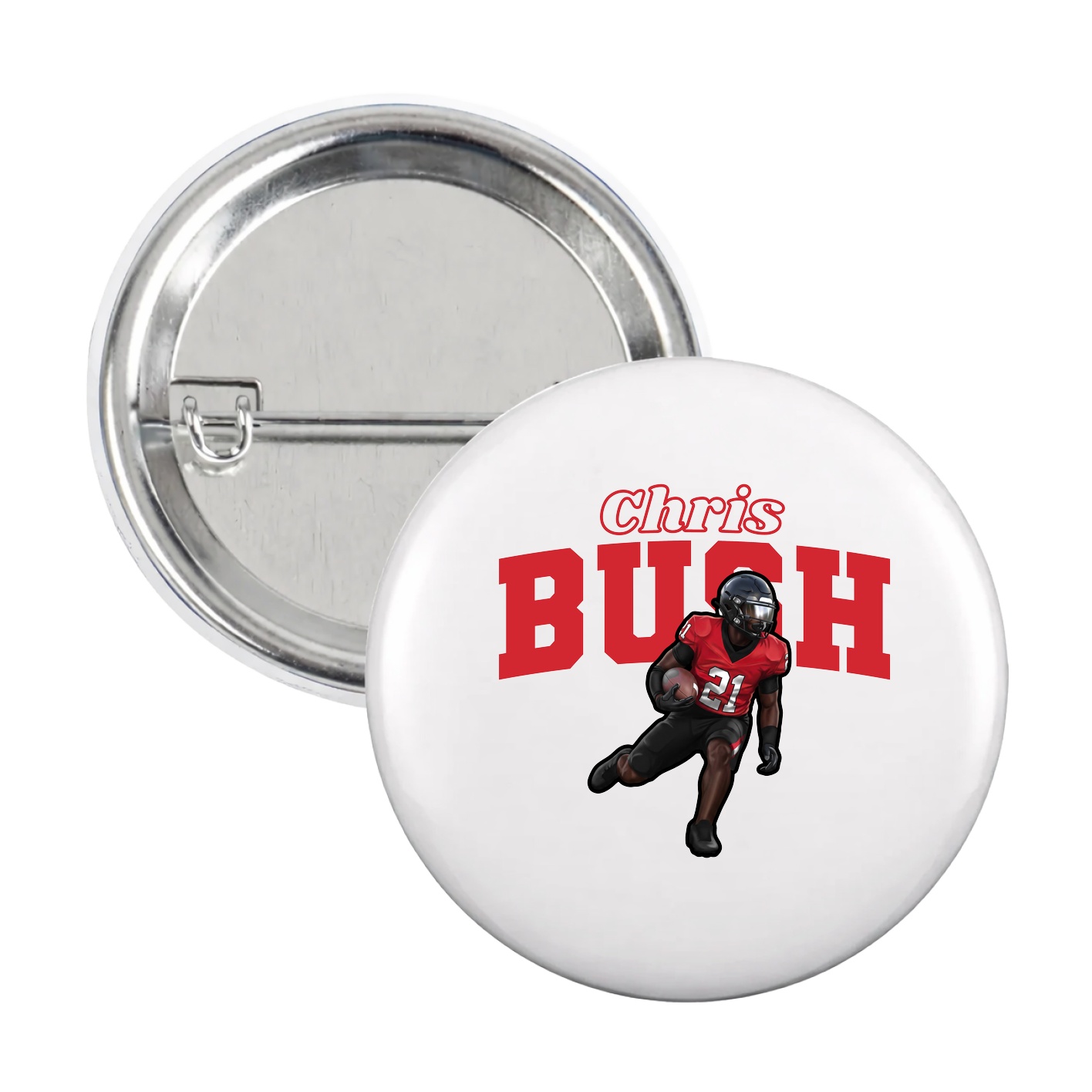 Game Day Button — Name Arch in White