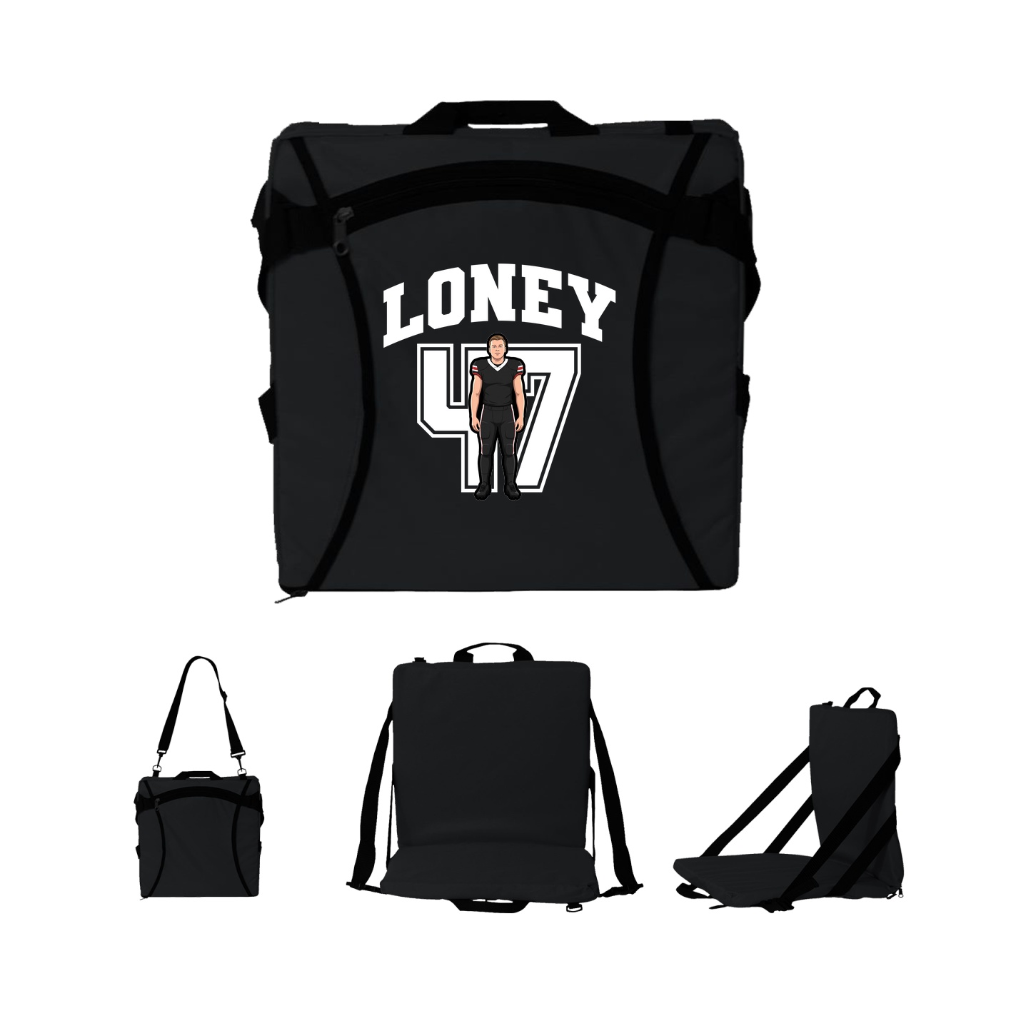 Folding Stadium Seat — Number in Black