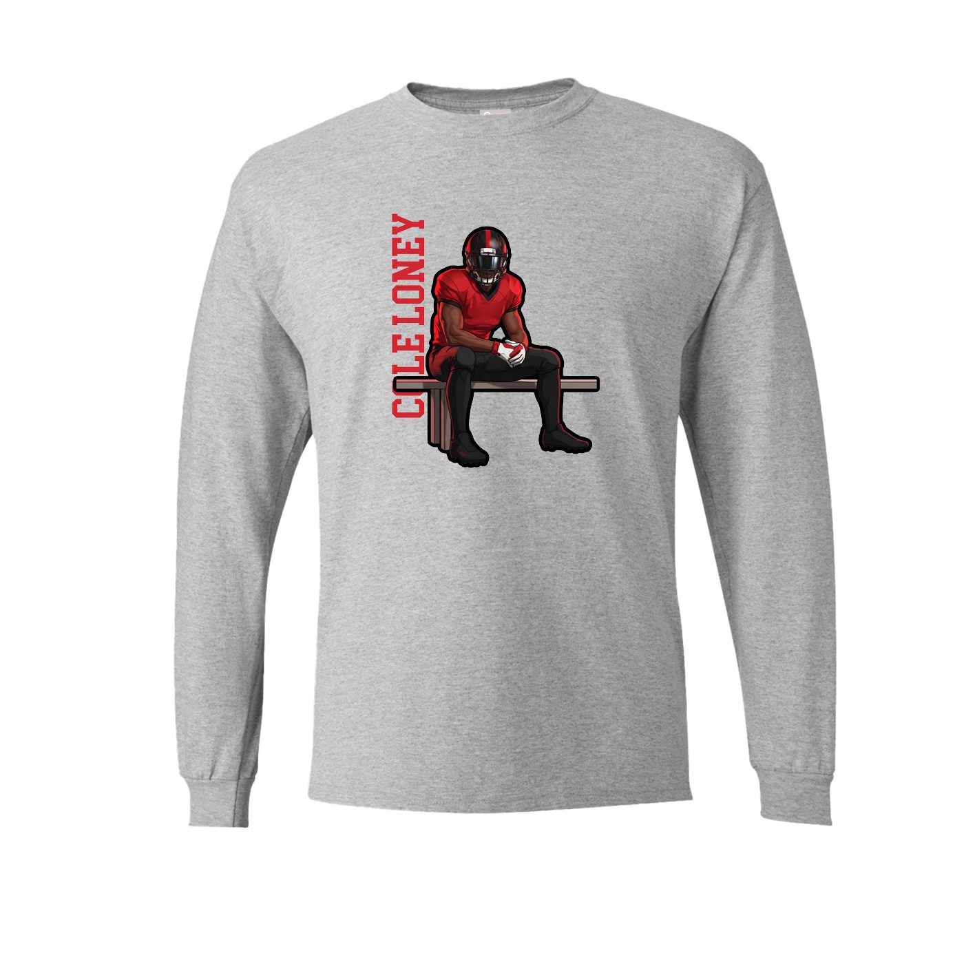 Long Sleeve Tee — Name Vertical in Grey