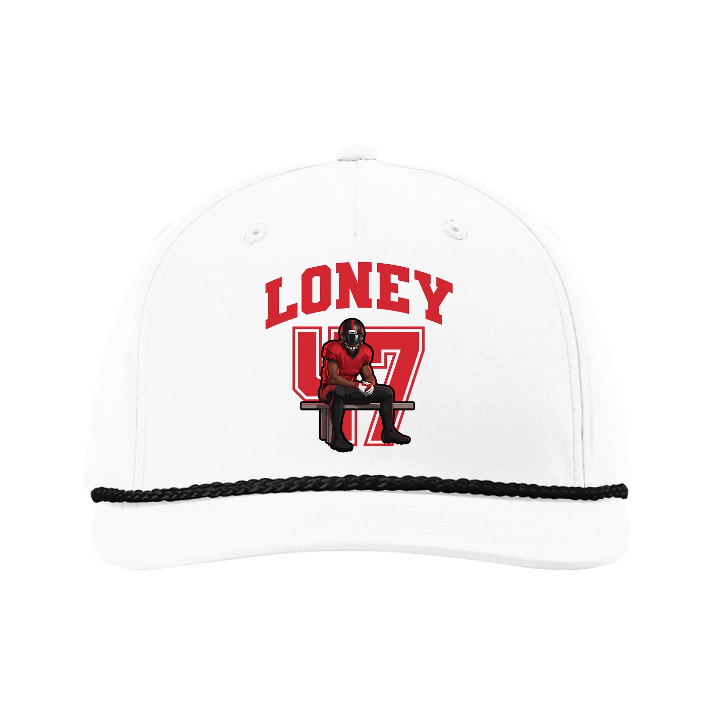 Five-Panel Classic Rope Cap — Number in White