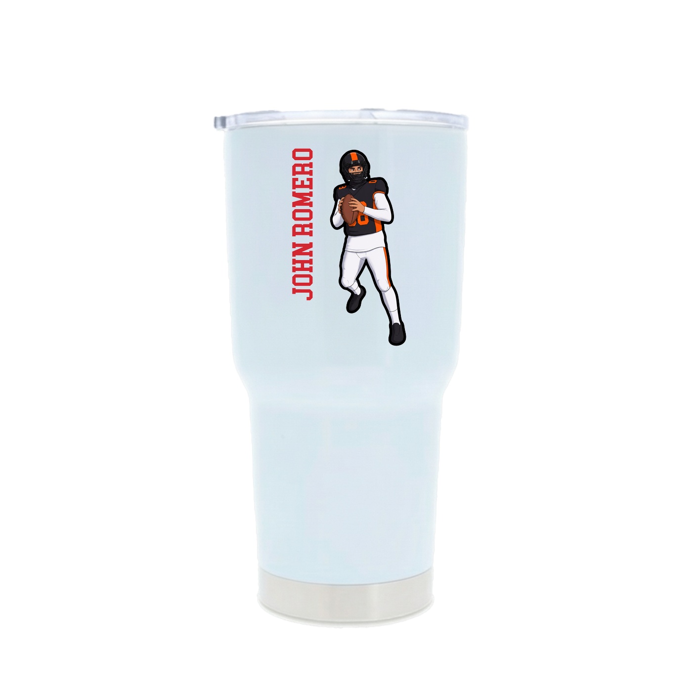 30oz Stainless Steel Tumbler — Name Vertical in White