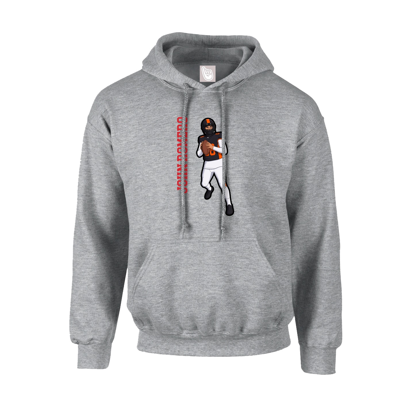 Hoodie — Name Vertical in Grey