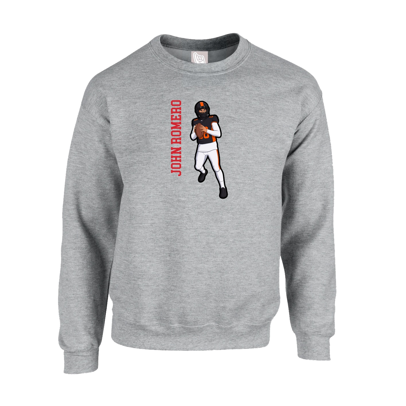 Fleece Crew — Name Vertical in Grey