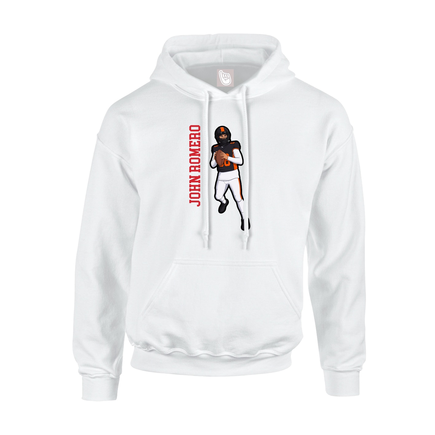 Youth Hoodie — Name Vertical in White