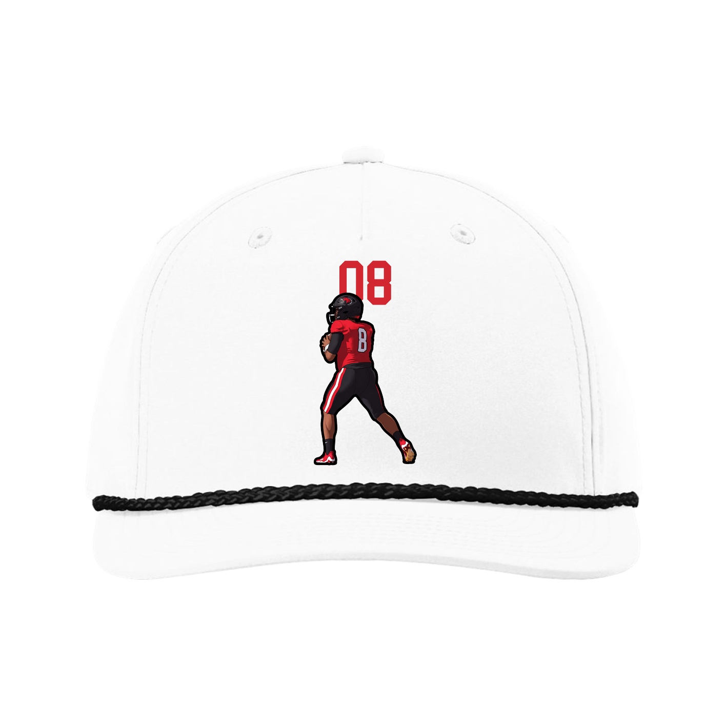 Five-Panel Classic Rope Cap — Number Top in White