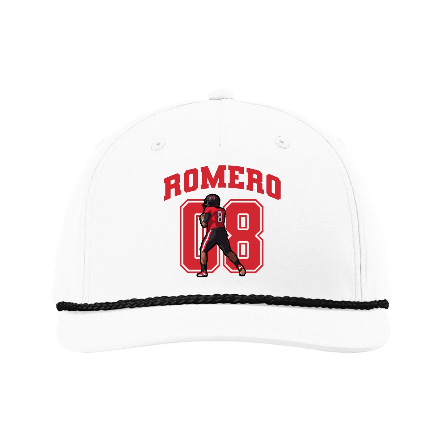 Five-Panel Classic Rope Cap — Number in White