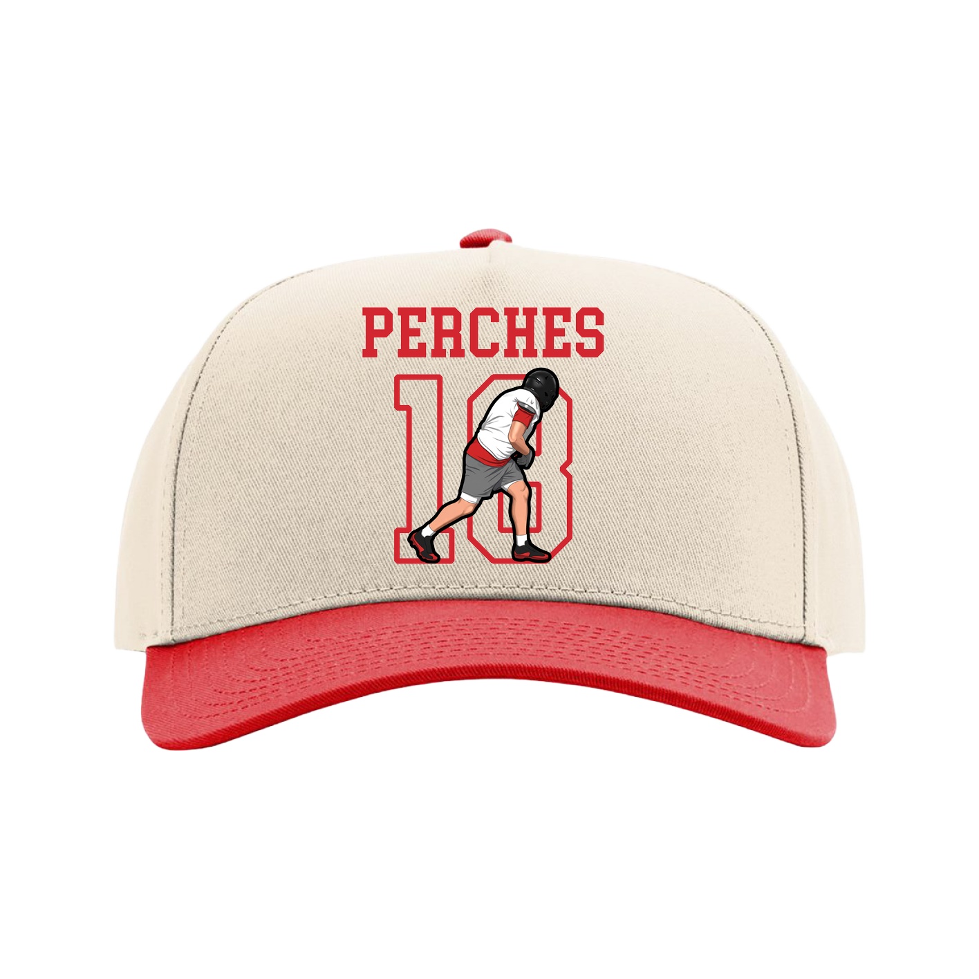 Full Fabric Five-Panel Champ Cap — Shirsey in Cream/Red