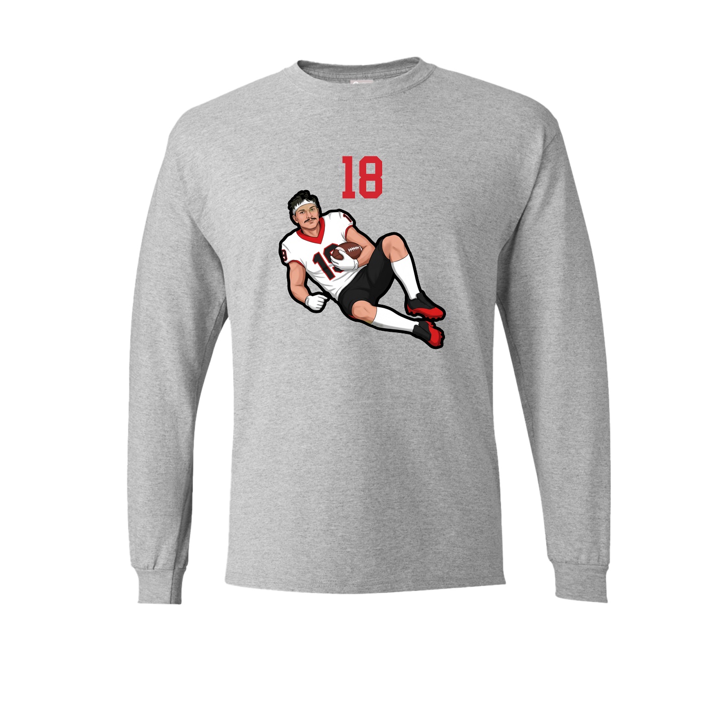 Long Sleeve Tee — Number Top in Grey