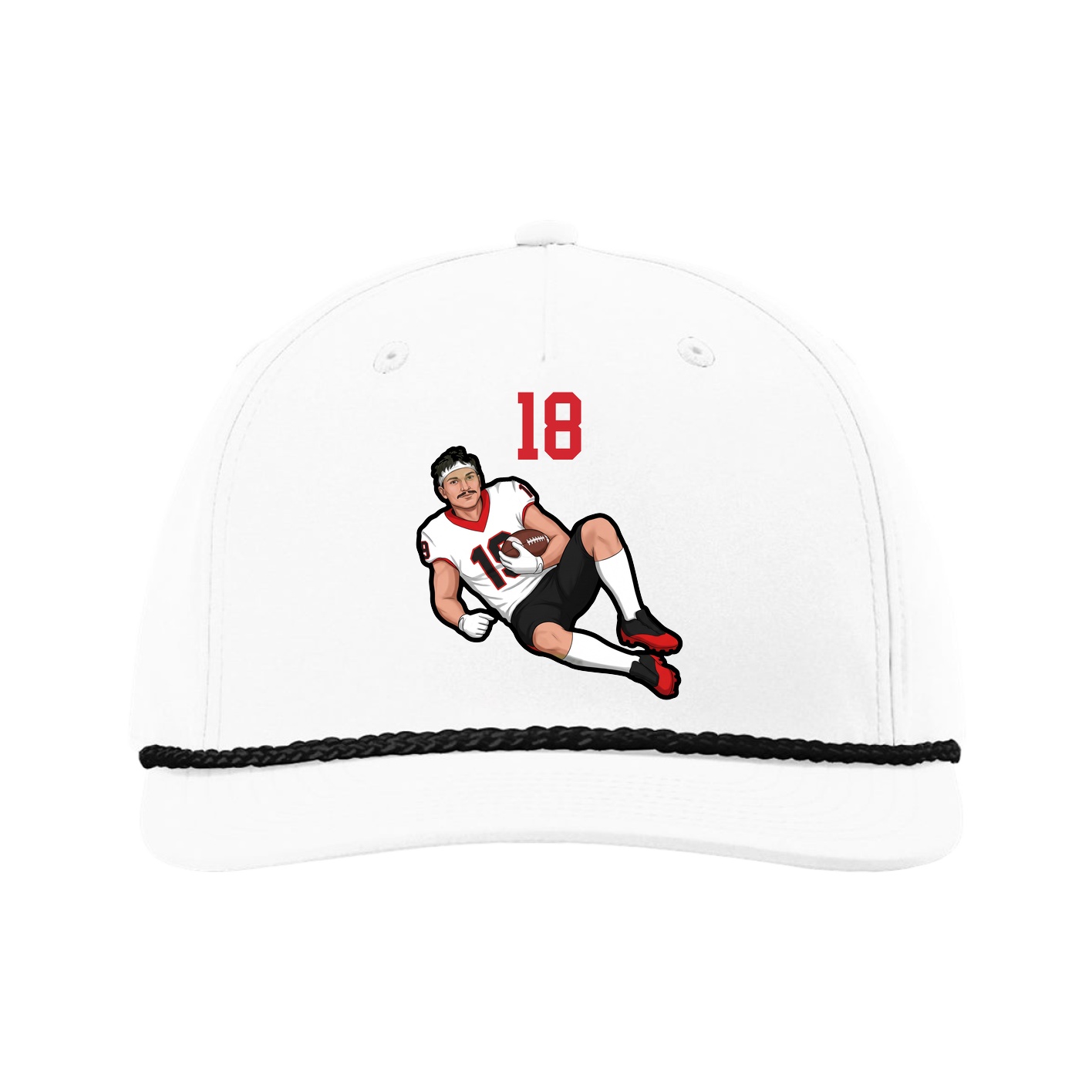 Five-Panel Classic Rope Cap — Number Top in White