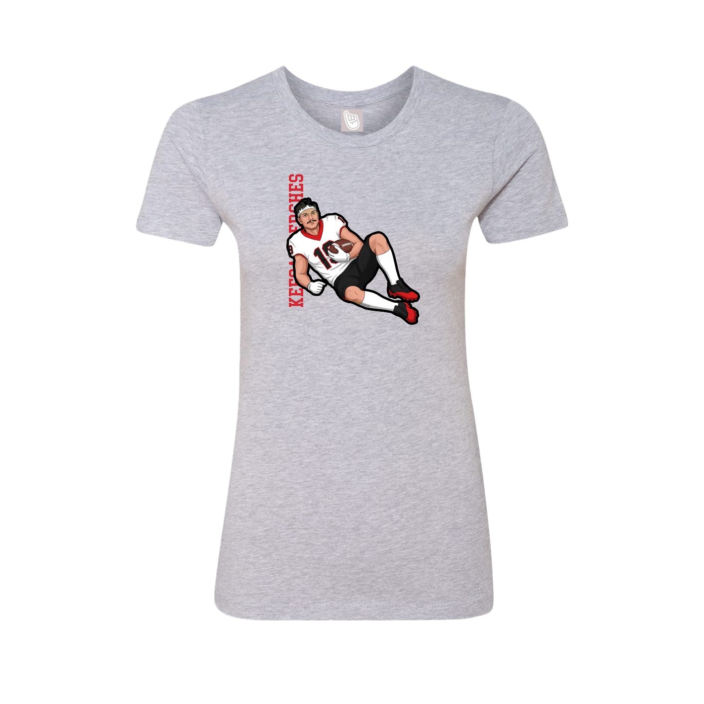 Fitted Women's Tee — Name Vertical in Grey