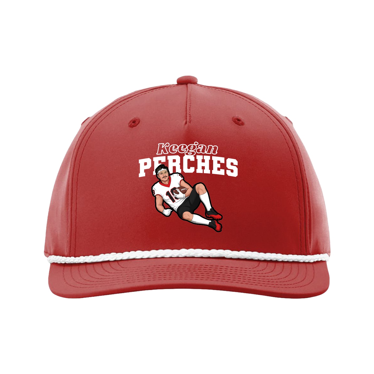 Five-Panel Classic Rope Cap — Name Arch in Red