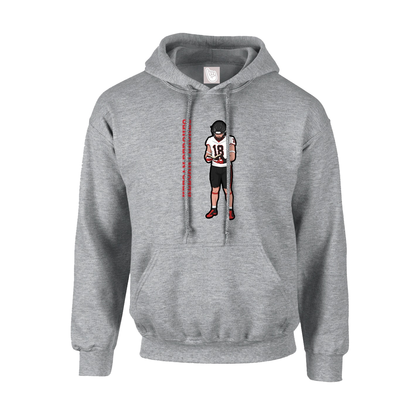 Youth Hoodie — Name Vertical in Grey