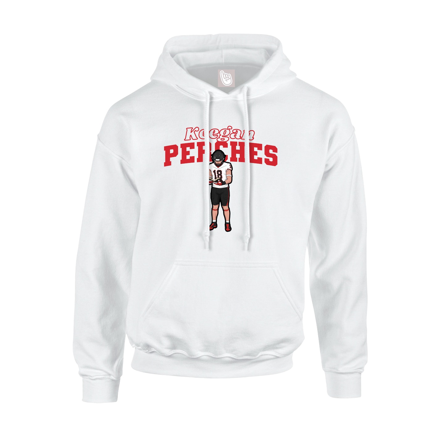 Youth Hoodie — Name Arch in White