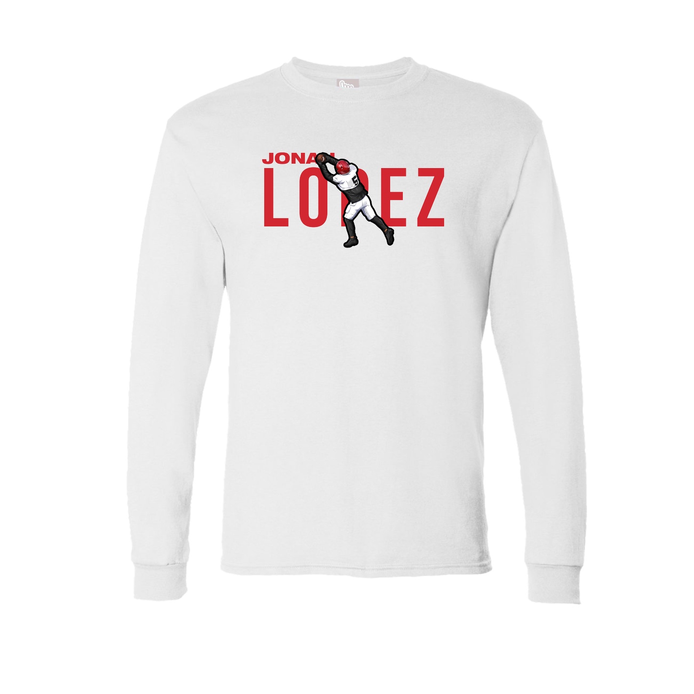 Long Sleeve Tee — Player Name in White