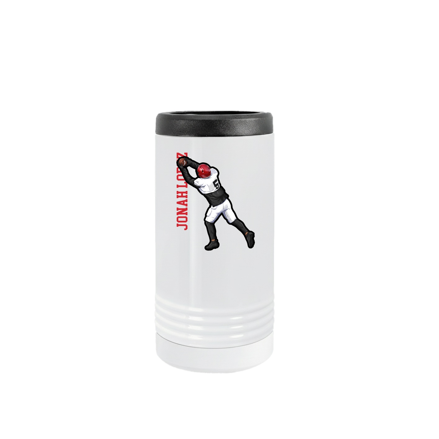 Slim Beverage Holder — Name Vertical in White