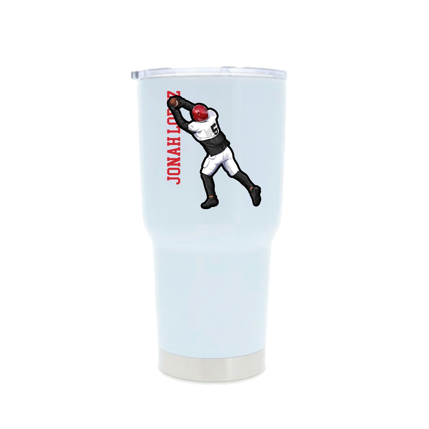 30oz Stainless Steel Tumbler — Name Vertical in White