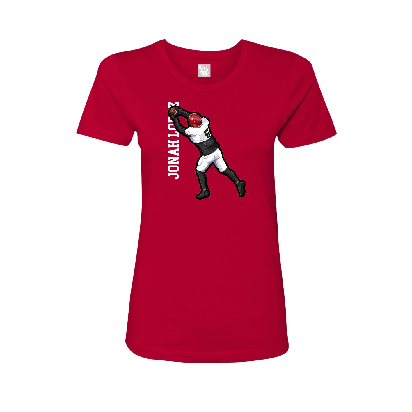 Fitted Women's Tee — Name Vertical in Red