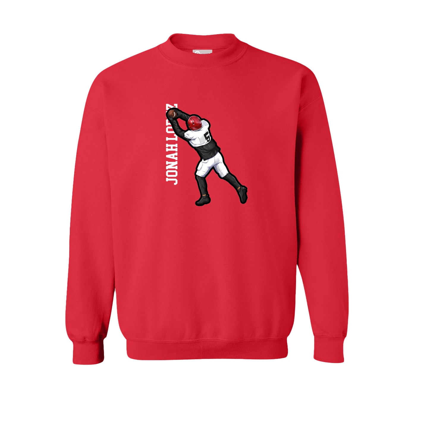 Fleece Crew — Name Vertical in Red
