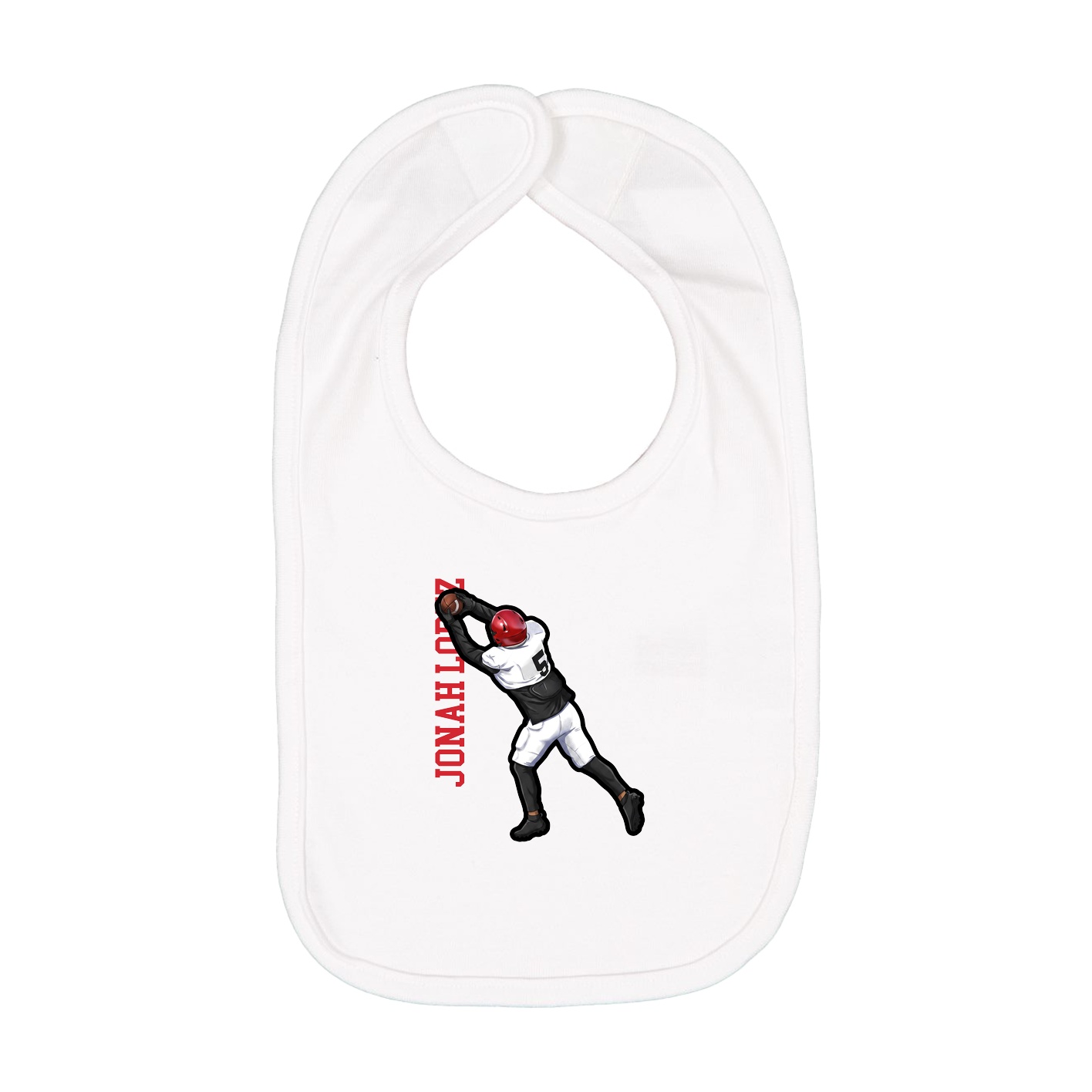 Infant Bib — Name Vertical in White