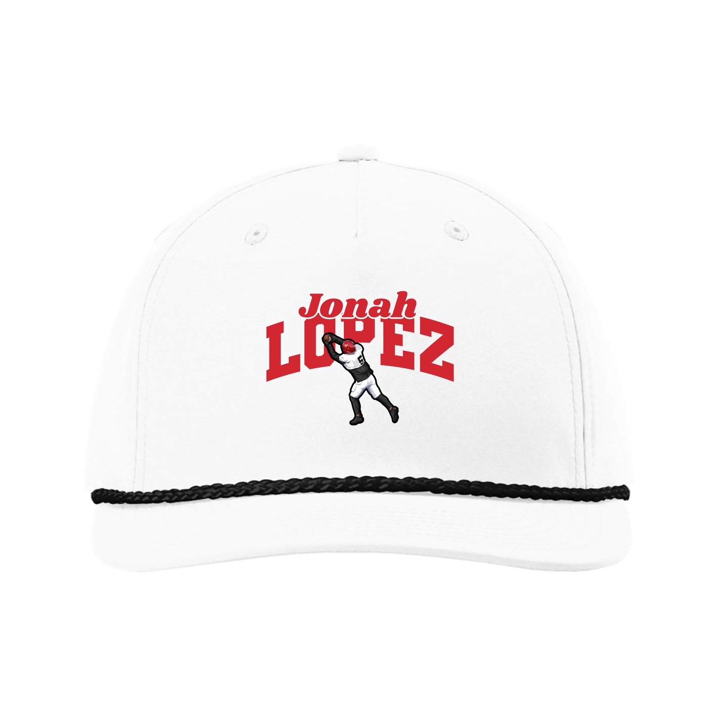 Five-Panel Classic Rope Cap — Signature Arch in White