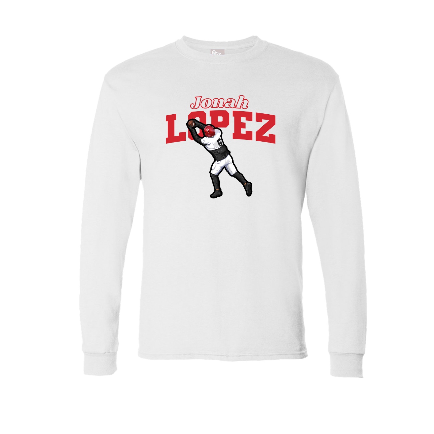 Long Sleeve Tee — Name Arch in White