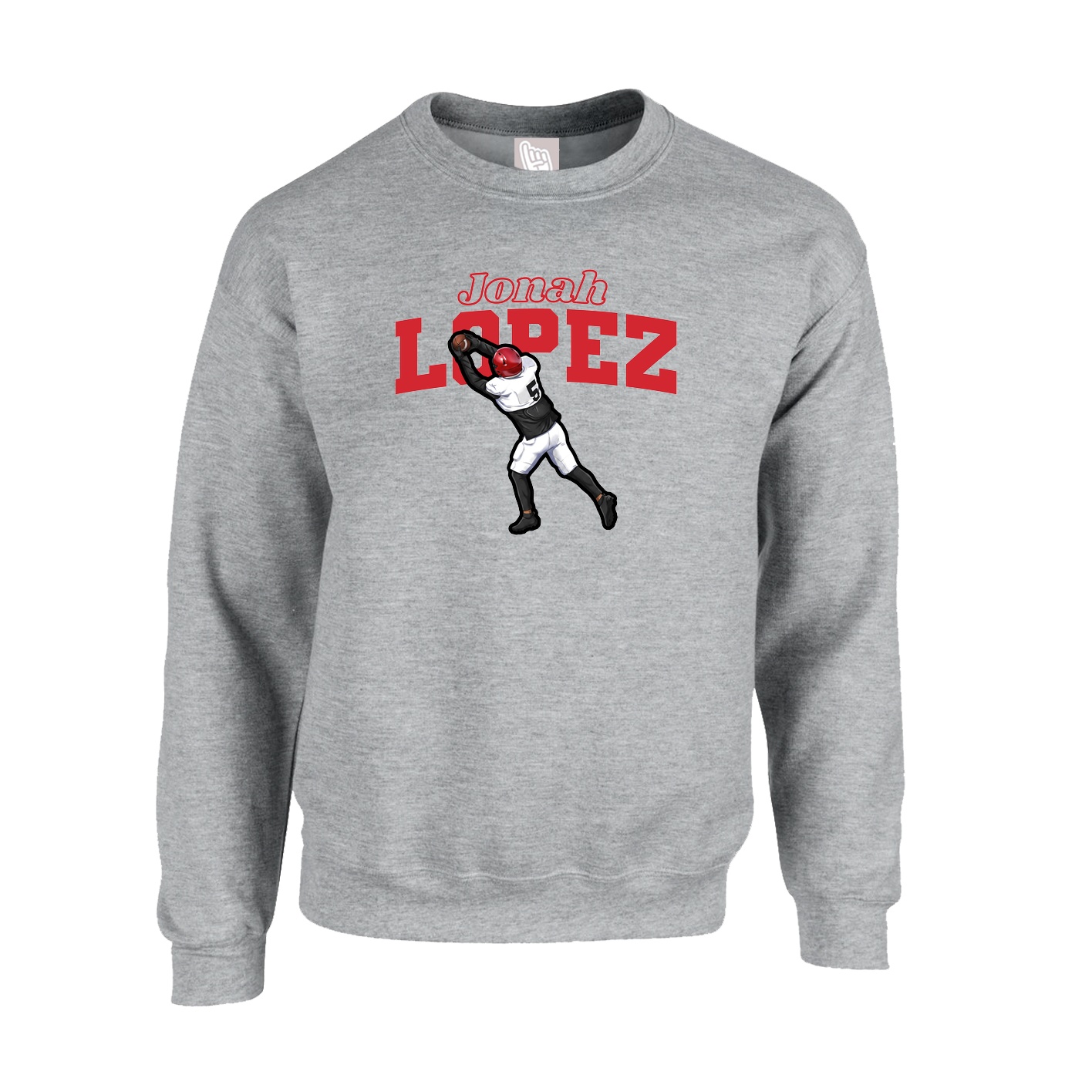 Fleece Crew — Name Arch in Grey