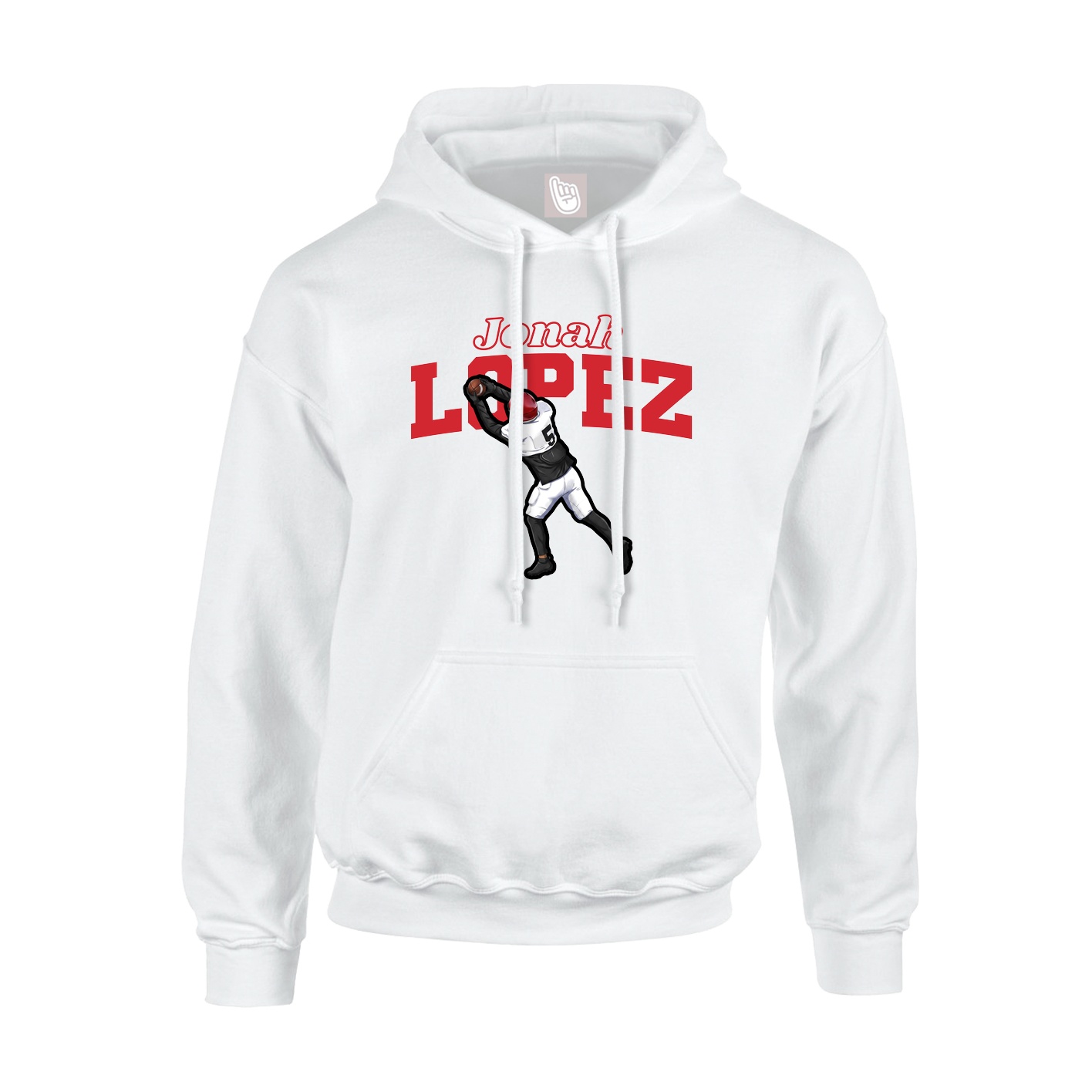 Youth Hoodie — Name Arch in White