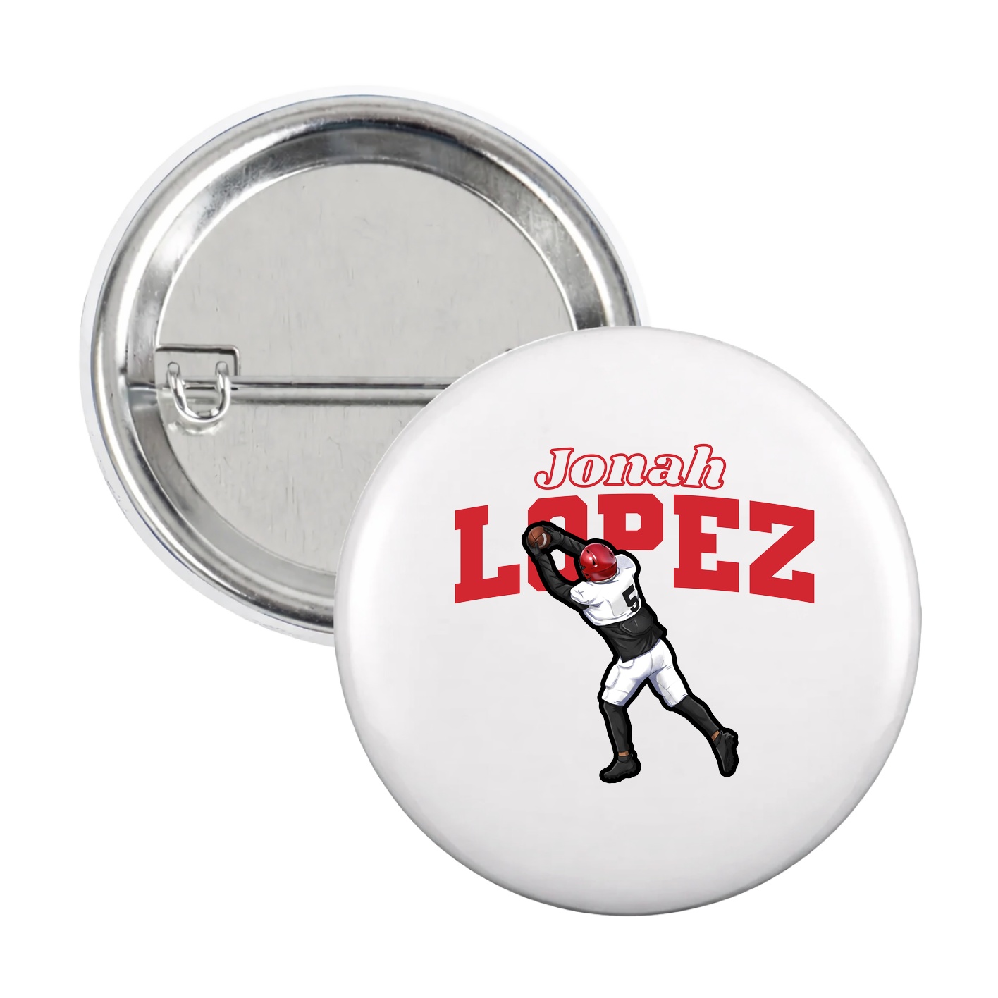Game Day Button — Name Arch in White