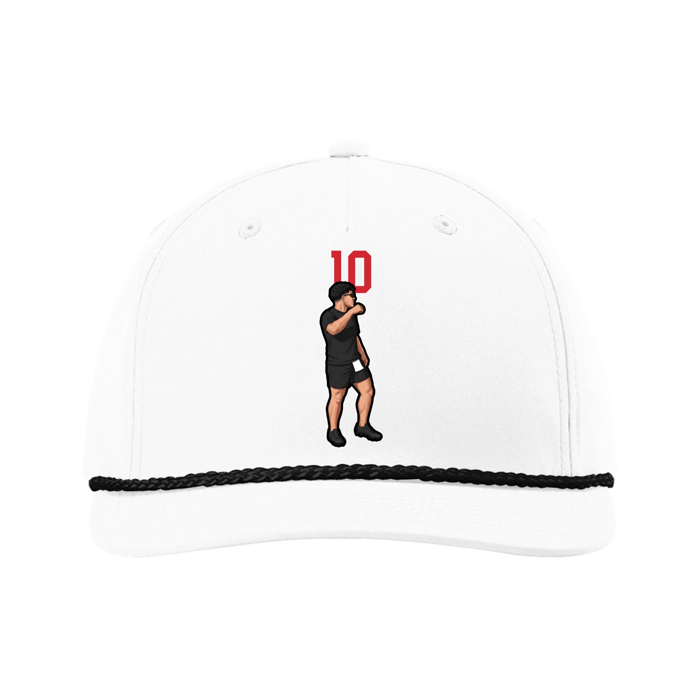 Five-Panel Classic Rope Cap — Number Top in White
