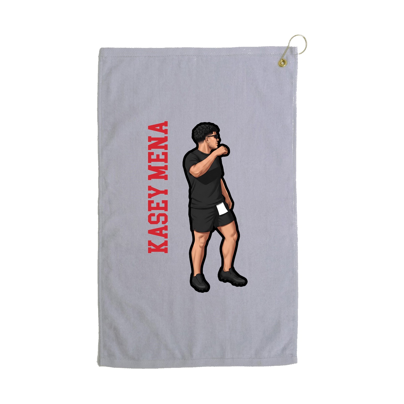 Golf Towel — Name Vertical in Grey