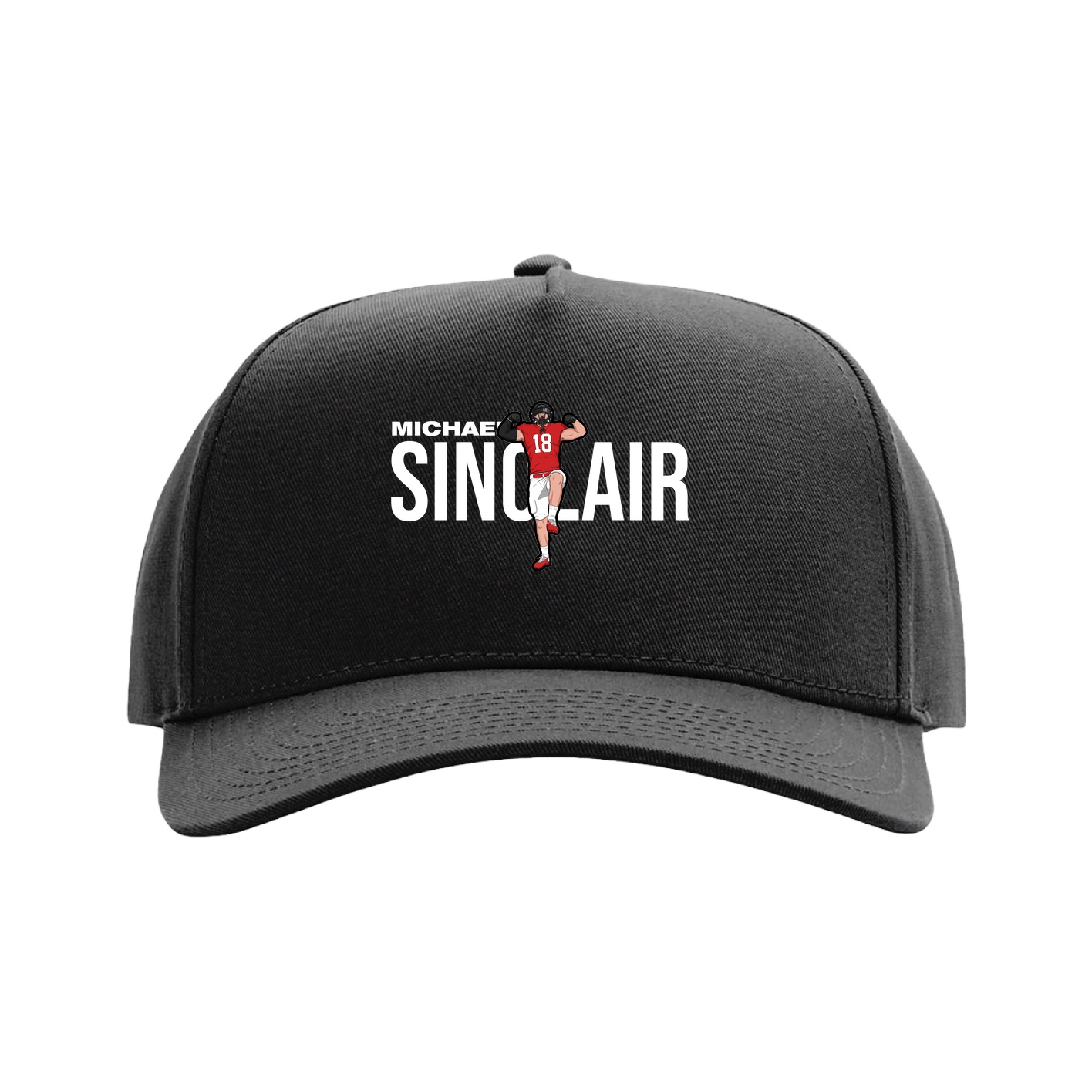 Full Fabric Five-Panel Champ Cap — Player Name in Black