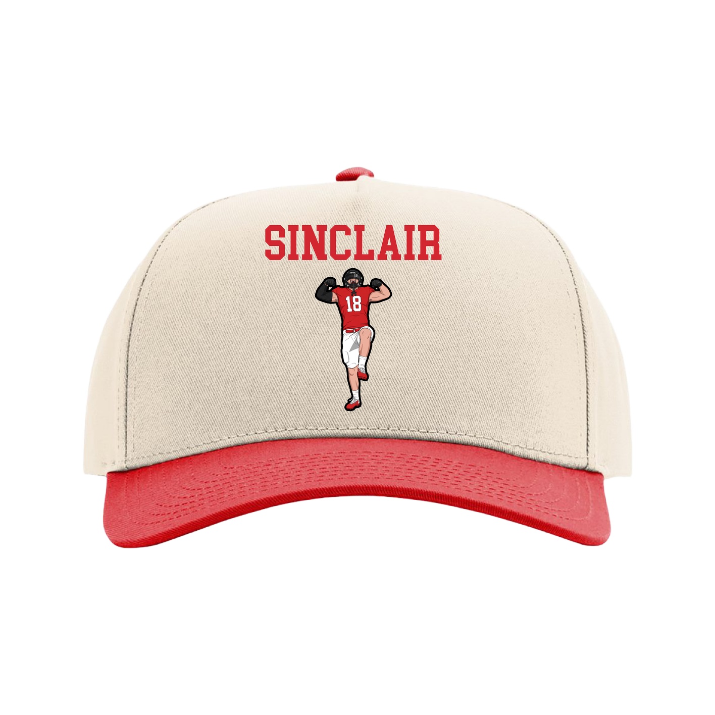 Full Fabric Five-Panel Champ Cap — Shirsey in Cream/Red