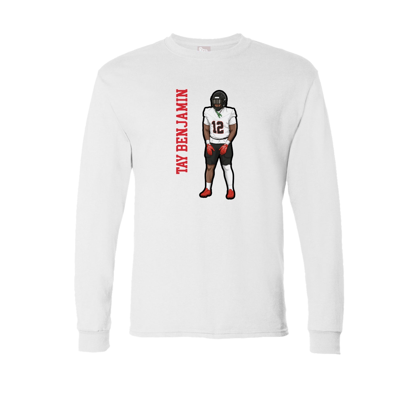 Long Sleeve Tee — Name Vertical in White