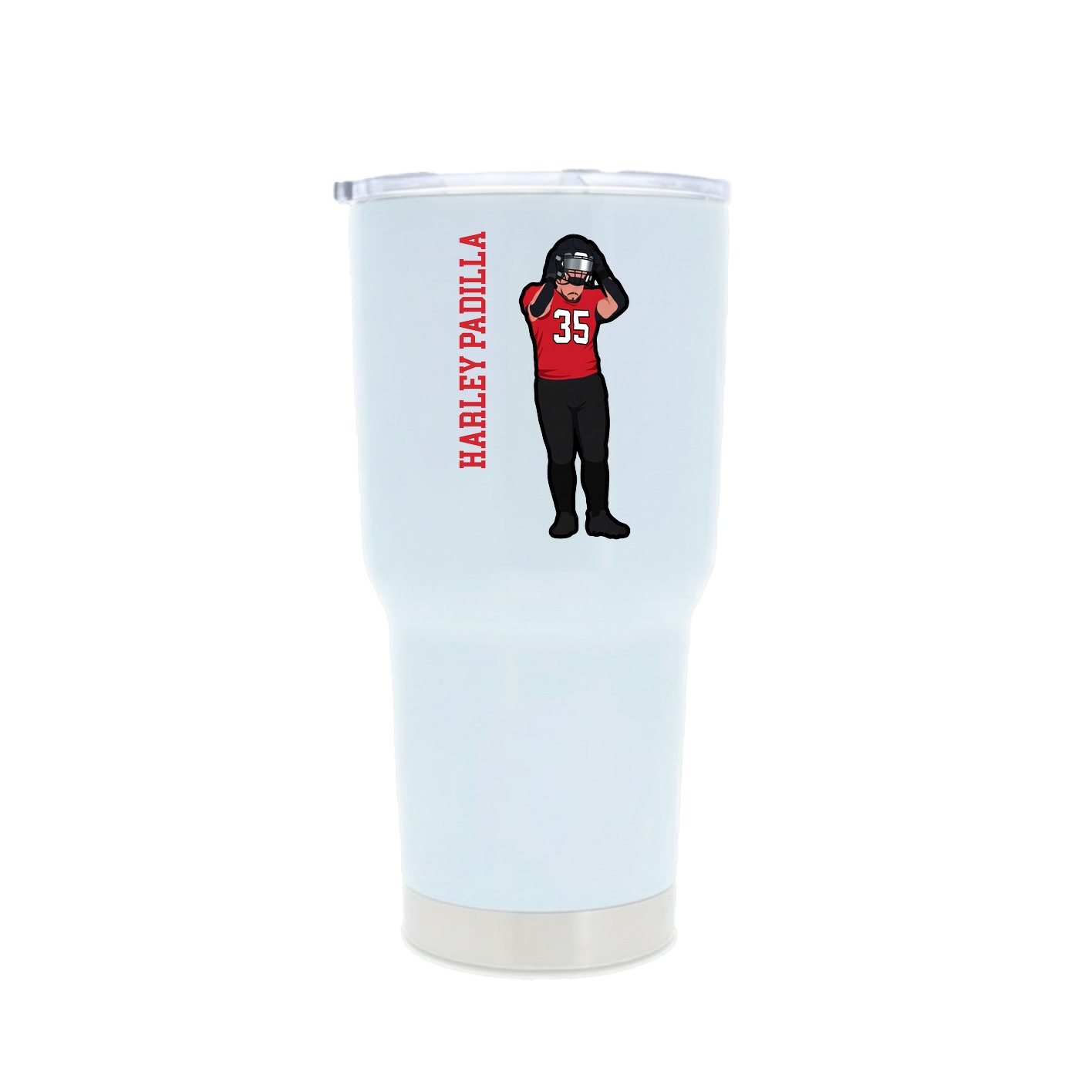 30oz Stainless Steel Tumbler — Name Vertical in White
