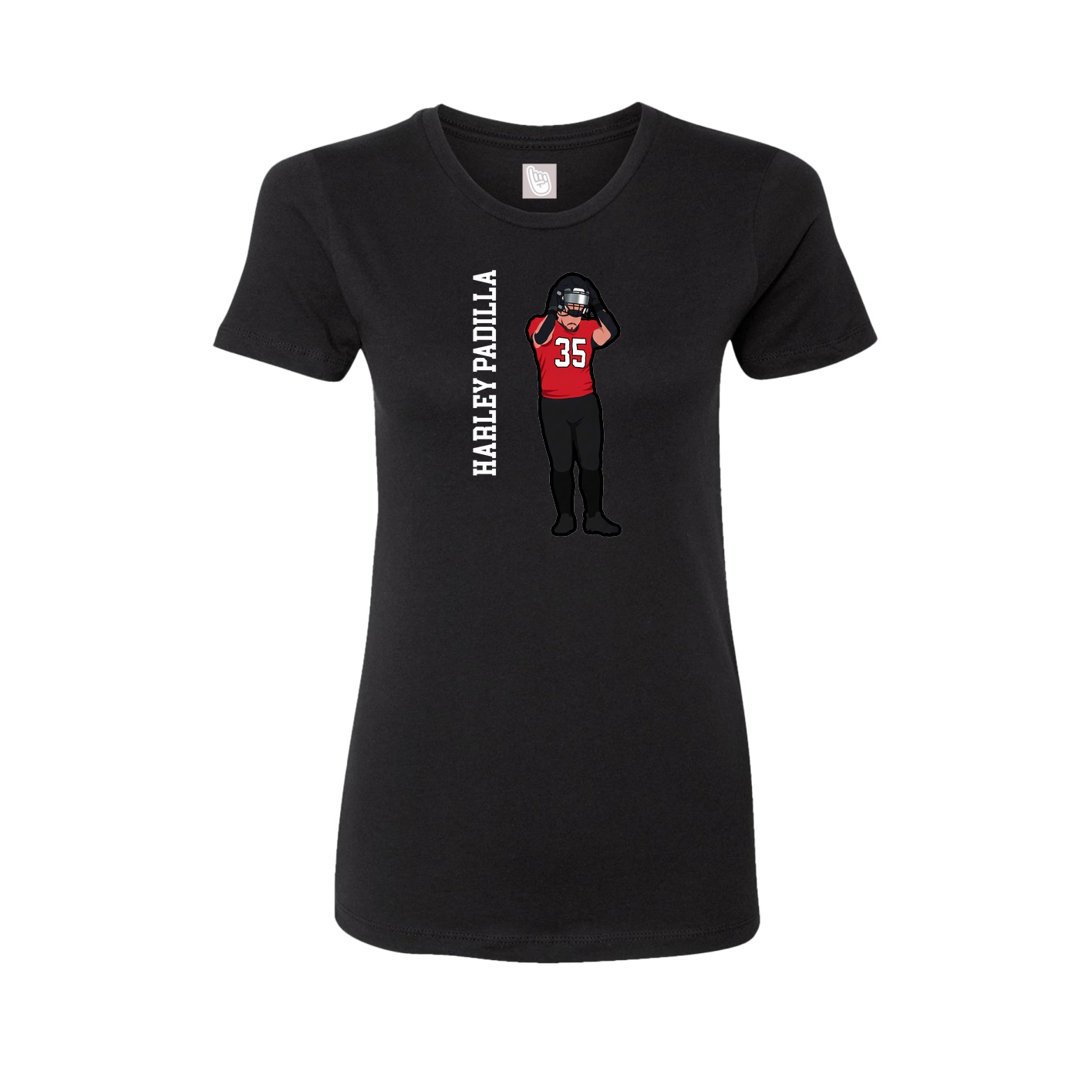 Fitted Women's Tee — Name Vertical in Black