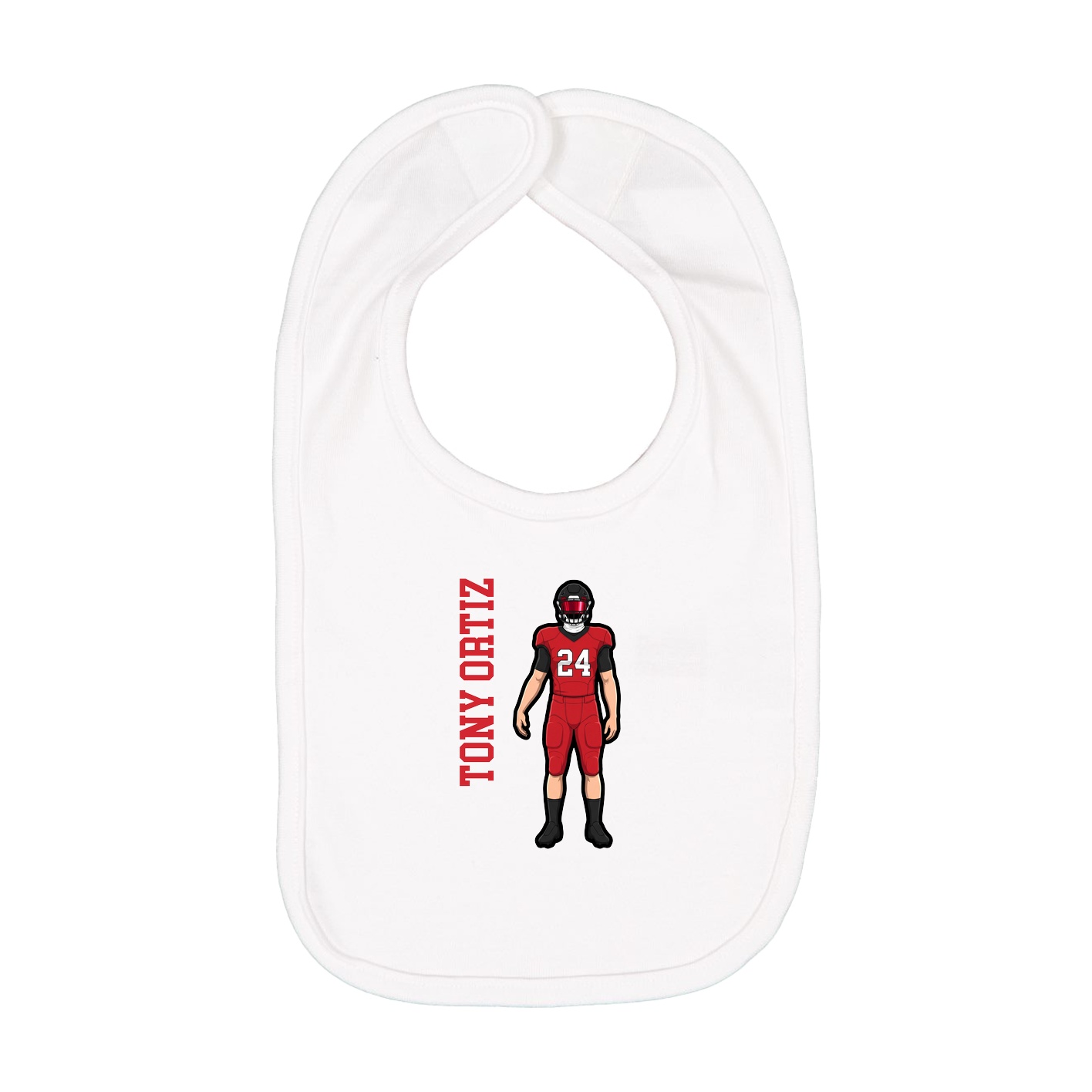Infant Bib — Name Vertical in White