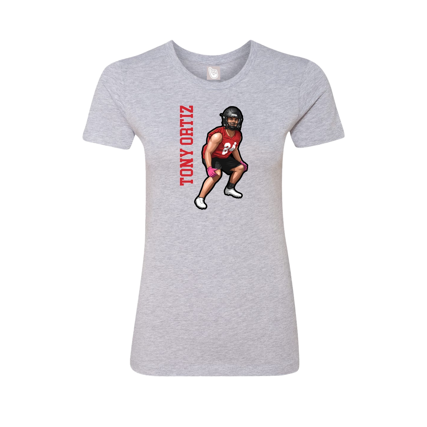 Fitted Women's Tee — Name Vertical in Grey